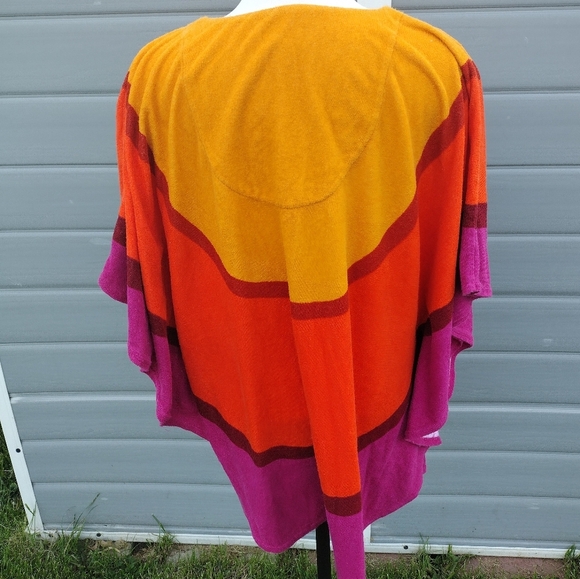 Marimekko Target Terry Poncho Cover Up S/M Beachy Orange Purple - Picture 3 of 6